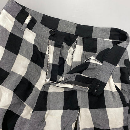 【中古品】【メンズ】 Y'S ワイズ YE-P52-231 RAYON COTTON BLOCK CHECK GAUCHO PANTS レーヨン コットン ブロックチェック ガウチョパンツ ボトムス 151-261018-kh-10-izu サイズ：1 カラー：ブラック×ホワイト 万代Net店
