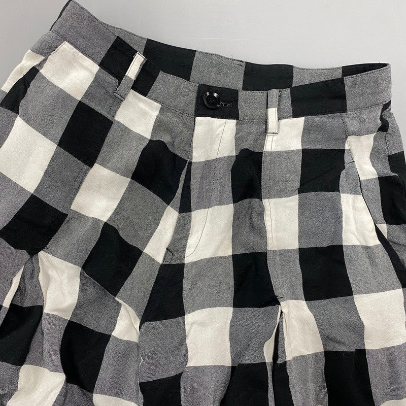 【中古品】【メンズ】 Y'S ワイズ YE-P52-231 RAYON COTTON BLOCK CHECK GAUCHO PANTS レーヨン コットン ブロックチェック ガウチョパンツ ボトムス 151-261018-kh-10-izu サイズ：1 カラー：ブラック×ホワイト 万代Net店