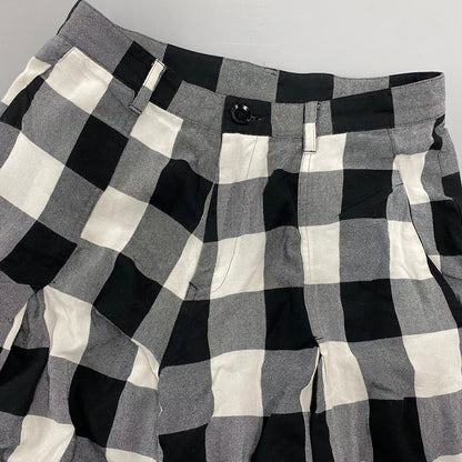 【中古品】【メンズ】 Y'S ワイズ YE-P52-231 RAYON COTTON BLOCK CHECK GAUCHO PANTS レーヨン コットン ブロックチェック ガウチョパンツ ボトムス 151-261018-kh-10-izu サイズ：1 カラー：ブラック×ホワイト 万代Net店