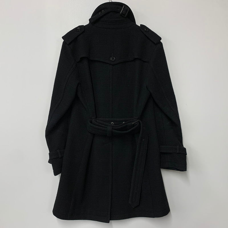【中古品】【メンズ】 BURBERRY BLACK LABEL バーバリーブラックレーベル D1B12-261-08 WOOL TRENCH COAT ウール トレンチ コート アウター 141-261018-ya-02-izu サイズ：M カラー：ブラック 万代Net店