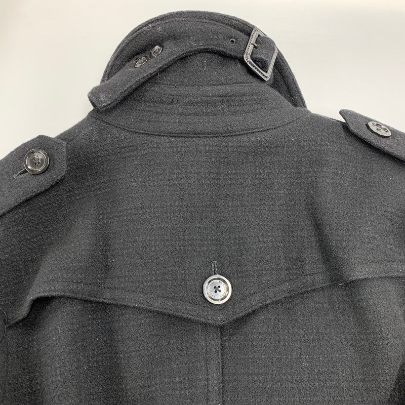 【中古品】【メンズ】 BURBERRY BLACK LABEL バーバリーブラックレーベル D1B12-261-08 WOOL TRENCH COAT ウール トレンチ コート アウター 141-261018-ya-02-izu サイズ：M カラー：ブラック 万代Net店