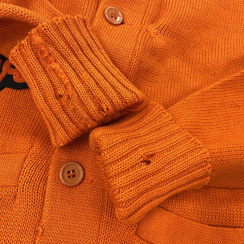 【現状渡し品】【メンズ】 VENUS KNITTING MILLS ヴィーナス ニッティング ミルズ WOOL LETTERED CARDIGAN ウール レタード カーディガン トップス 長袖 146-261024-ms-06-izu サイズ：40 カラー：オレンジ 万代Net店