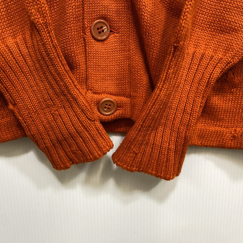 【現状渡し品】【メンズ】 VENUS KNITTING MILLS ヴィーナス ニッティング ミルズ WOOL LETTERED CARDIGAN ウール レタード カーディガン トップス 長袖 146-261024-ms-06-izu サイズ：40 カラー：オレンジ 万代Net店