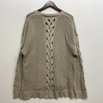 【中古品】【メンズ】 NO ID. ノーアイディ 454010-697K レイヤードシアーニットC N BIG PO クルーネック ビッグ プルオーバー トップス 140-261024-ms-02-izu サイズ：ONE カラー：ベージュ 万代Net店