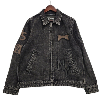 【中古品】【メンズ】 AVIREX アヴィレックス 783-5252015 LEATHER PATCH DENIM JACKET レザーパッチ デニムジャケット アウター トップス 145-261018-ms-11-izu サイズ：L カラー：ブラック 万代Net店