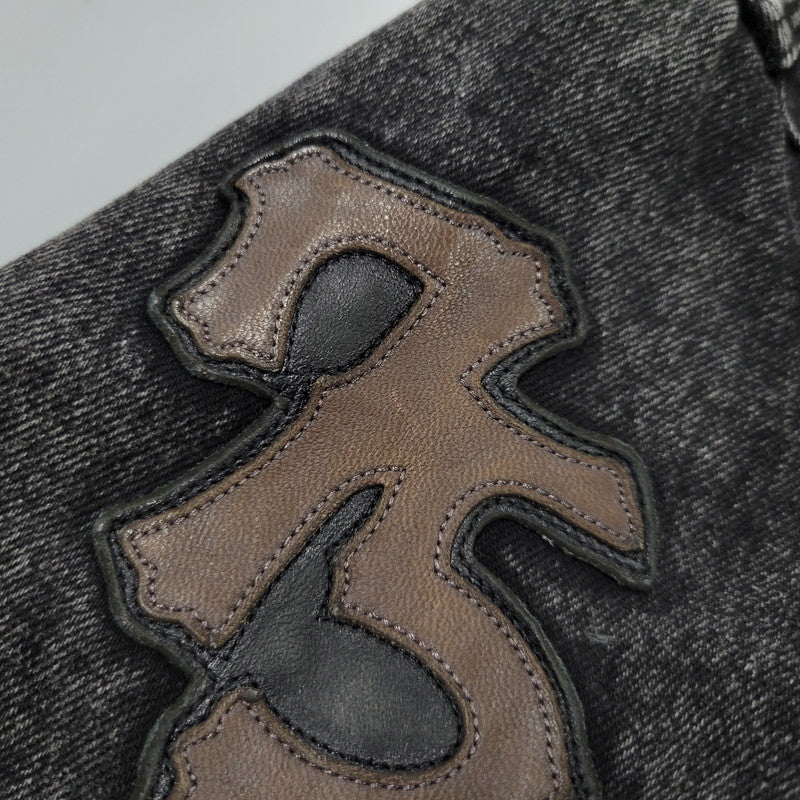 【中古品】【メンズ】 AVIREX アヴィレックス 783-5252015 LEATHER PATCH DENIM JACKET レザーパッチ デニムジャケット アウター トップス 145-261018-ms-11-izu サイズ：L カラー：ブラック 万代Net店