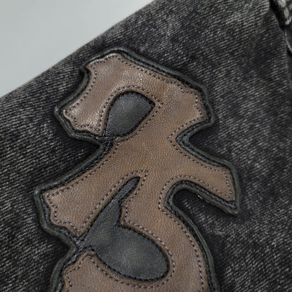 【中古品】【メンズ】 AVIREX アヴィレックス 783-5252015 LEATHER PATCH DENIM JACKET レザーパッチ デニムジャケット アウター トップス 145-261018-ms-11-izu サイズ：L カラー：ブラック 万代Net店