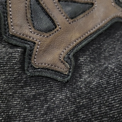 【中古品】【メンズ】 AVIREX アヴィレックス 783-5252015 LEATHER PATCH DENIM JACKET レザーパッチ デニムジャケット アウター トップス 145-261018-ms-11-izu サイズ：L カラー：ブラック 万代Net店