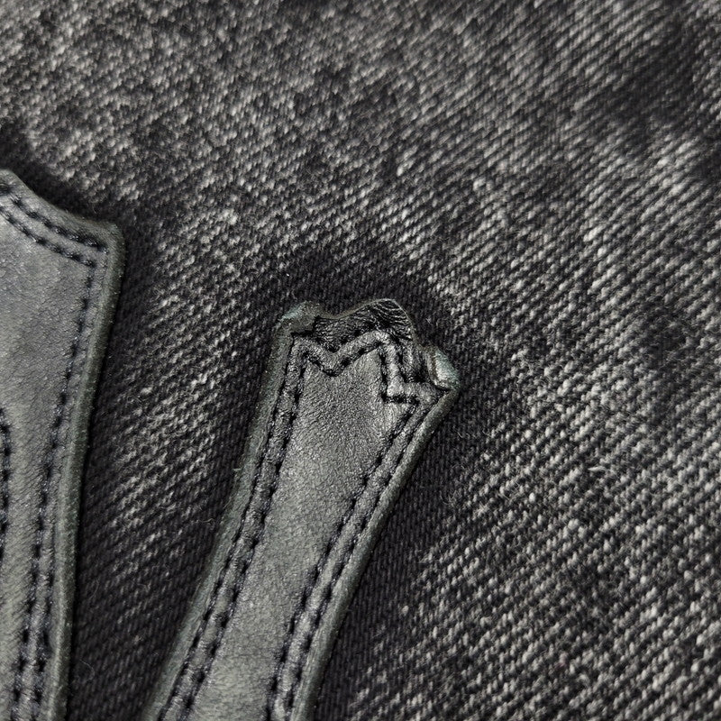 【中古品】【メンズ】 AVIREX アヴィレックス 783-5252015 LEATHER PATCH DENIM JACKET レザーパッチ デニムジャケット アウター トップス 145-261018-ms-11-izu サイズ：L カラー：ブラック 万代Net店