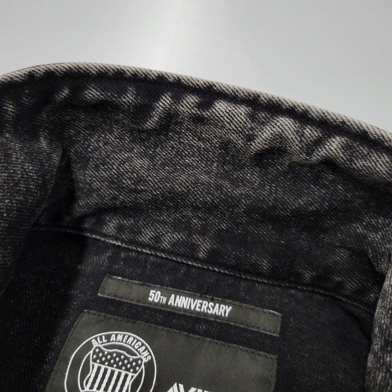 【中古品】【メンズ】 AVIREX アヴィレックス 783-5252015 LEATHER PATCH DENIM JACKET レザーパッチ デニムジャケット アウター トップス 145-261018-ms-11-izu サイズ：L カラー：ブラック 万代Net店