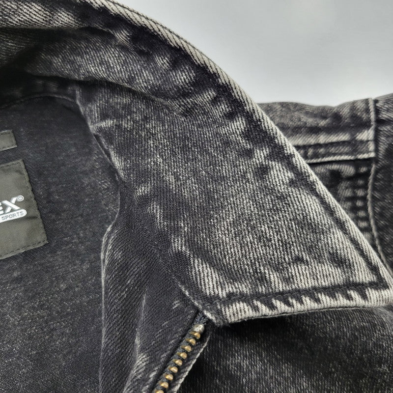 【中古品】【メンズ】 AVIREX アヴィレックス 783-5252015 LEATHER PATCH DENIM JACKET レザーパッチ デニムジャケット アウター トップス 145-261018-ms-11-izu サイズ：L カラー：ブラック 万代Net店