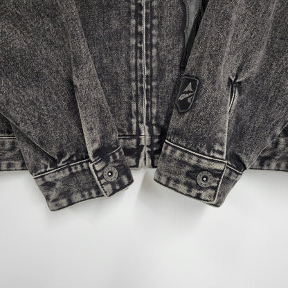 【中古品】【メンズ】 AVIREX アヴィレックス 783-5252015 LEATHER PATCH DENIM JACKET レザーパッチ デニムジャケット アウター トップス 145-261018-ms-11-izu サイズ：L カラー：ブラック 万代Net店