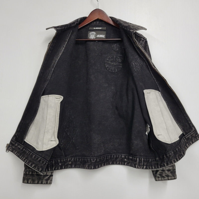 【中古品】【メンズ】 AVIREX アヴィレックス 783-5252015 LEATHER PATCH DENIM JACKET レザーパッチ デニムジャケット アウター トップス 145-261018-ms-11-izu サイズ：L カラー：ブラック 万代Net店