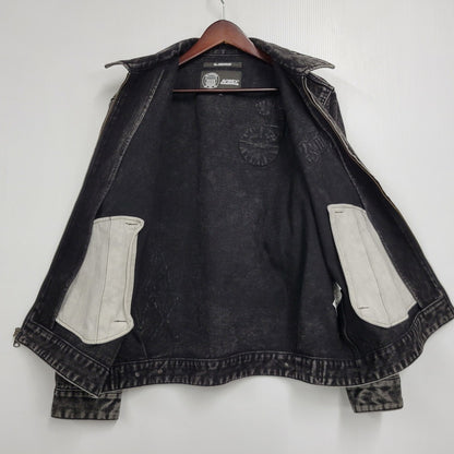 【中古品】【メンズ】 AVIREX アヴィレックス 783-5252015 LEATHER PATCH DENIM JACKET レザーパッチ デニムジャケット アウター トップス 145-261018-ms-11-izu サイズ：L カラー：ブラック 万代Net店