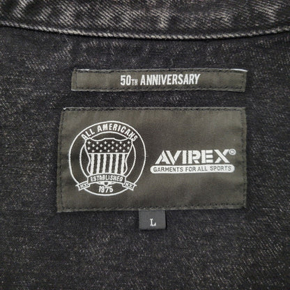 【中古品】【メンズ】 AVIREX アヴィレックス 783-5252015 LEATHER PATCH DENIM JACKET レザーパッチ デニムジャケット アウター トップス 145-261018-ms-11-izu サイズ：L カラー：ブラック 万代Net店
