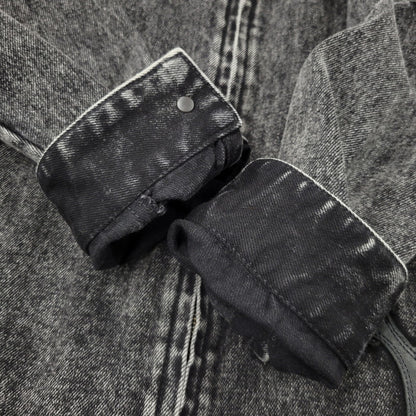 【中古品】【メンズ】 AVIREX アヴィレックス 783-5252015 LEATHER PATCH DENIM JACKET レザーパッチ デニムジャケット アウター トップス 145-261018-ms-11-izu サイズ：L カラー：ブラック 万代Net店