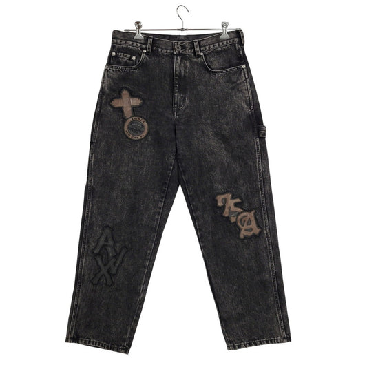 【中古品】【メンズ】 AVIREX アヴィレックス 783-5211003 LEATHER PATCH DENIM PANTS レザーパッチ デニムパンツ ボトムス 156-261018-ms-12-izu サイズ：XL カラー：ブラック 万代Net店
