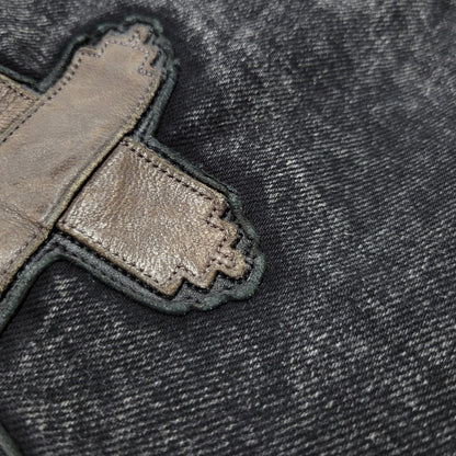 【中古品】【メンズ】 AVIREX アヴィレックス 783-5211003 LEATHER PATCH DENIM PANTS レザーパッチ デニムパンツ ボトムス 156-261018-ms-12-izu サイズ：XL カラー：ブラック 万代Net店