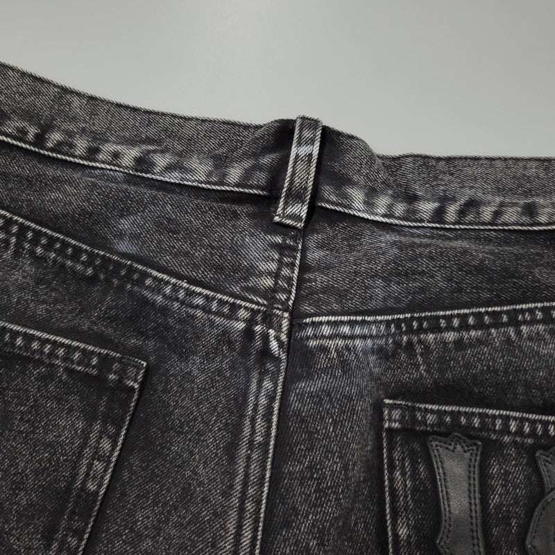 【中古品】【メンズ】 AVIREX アヴィレックス 783-5211003 LEATHER PATCH DENIM PANTS レザーパッチ デニムパンツ ボトムス 156-261018-ms-12-izu サイズ：XL カラー：ブラック 万代Net店
