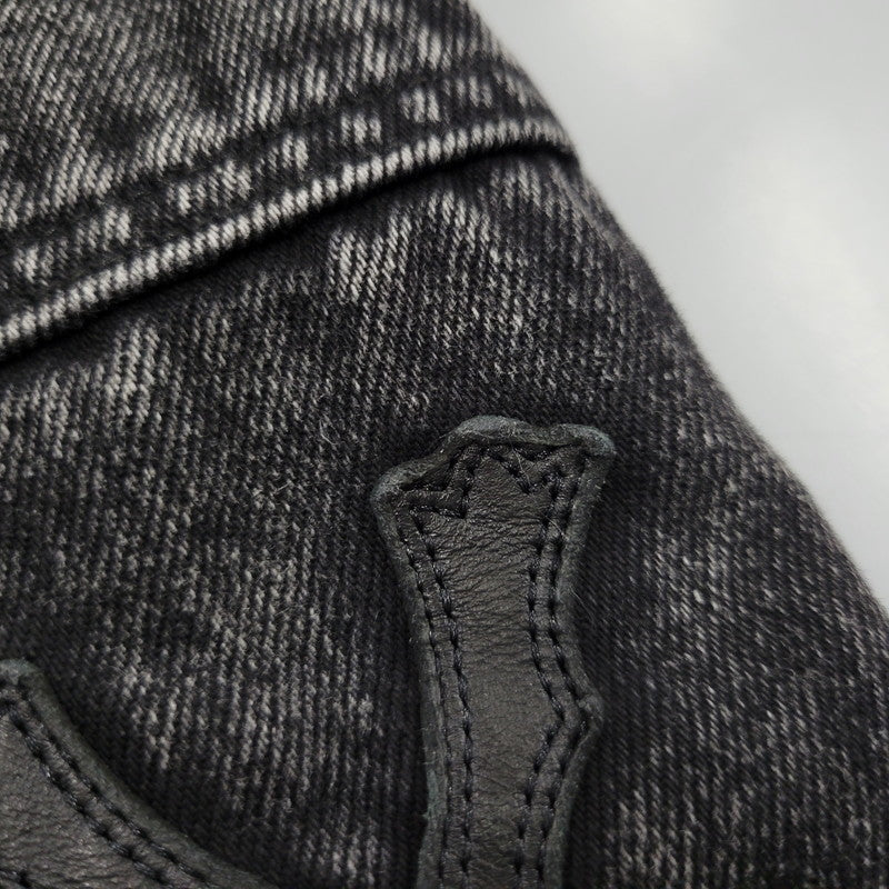 【中古品】【メンズ】 AVIREX アヴィレックス 783-5211003 LEATHER PATCH DENIM PANTS レザーパッチ デニムパンツ ボトムス 156-261018-ms-12-izu サイズ：XL カラー：ブラック 万代Net店