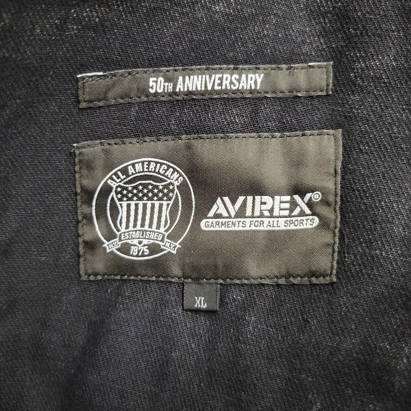 【中古品】【メンズ】 AVIREX アヴィレックス 783-5211003 LEATHER PATCH DENIM PANTS レザーパッチ デニムパンツ ボトムス 156-261018-ms-12-izu サイズ：XL カラー：ブラック 万代Net店