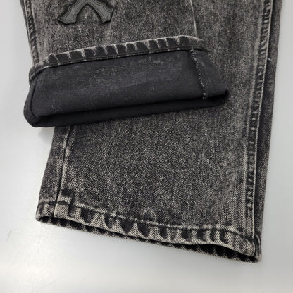 【中古品】【メンズ】 AVIREX アヴィレックス 783-5211003 LEATHER PATCH DENIM PANTS レザーパッチ デニムパンツ ボトムス 156-261018-ms-12-izu サイズ：XL カラー：ブラック 万代Net店