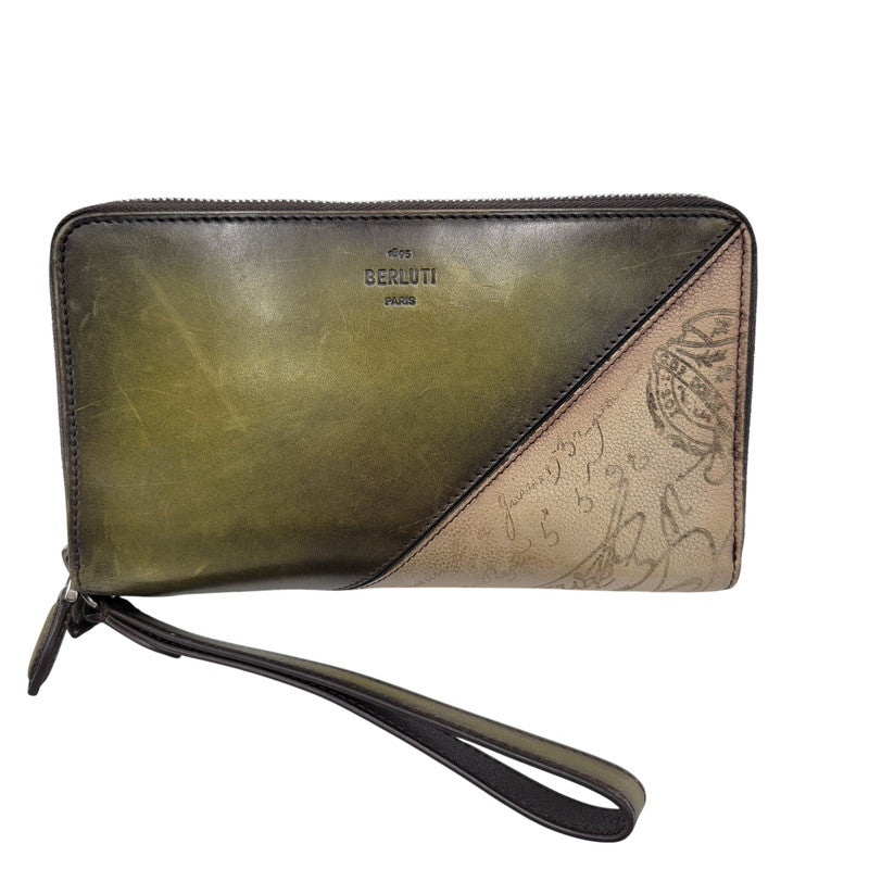 【中古品】【メンズ/レディース】 BERLUTI ベルルッティ TALI TANGRAM SCRIT SOFTLEATHER WALLET ALL IN ONE タリタングラム スクリット ソフトレザーウォレット オールインワン 財布 181-261019-yn-01-izu カラー：NERO CAVIAR×SAVANA 万代Net店
