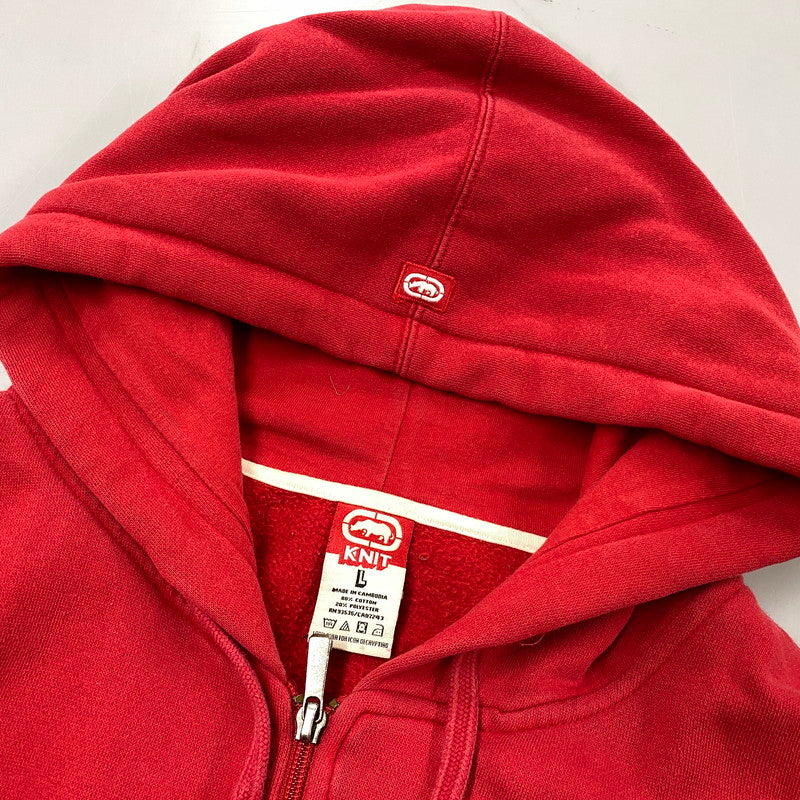 【中古品】【メンズ】 ECKO UNLTD. エコーアンリミテッド ZIP UP HOODED SWEATSHIRT ジップ アップ フーデッド スウェットシャツ パーカートップス 146-261024-ms-21-izu サイズ：L カラー：レッド 万代Net店