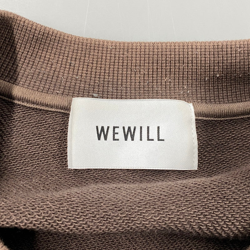 【中古品】【メンズ】 WEWILL ウィーウィル CREWNECK SWEATSHIRT クルーネック　スウェット トップス 140-261025-yn-05-izu サイズ：2 カラー：ブラウン 万代Net店