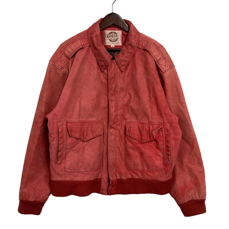 【中古品】【メンズ】 GLOBAL IDENTITY 80-90S LEATHER JACKET レザージャケット アウター 146-261025-yn-06-izu サイズ：M カラー：レッド 万代Net店