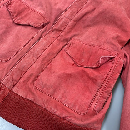 【中古品】【メンズ】 GLOBAL IDENTITY 80-90S LEATHER JACKET レザージャケット アウター 146-261025-yn-06-izu サイズ：M カラー：レッド 万代Net店