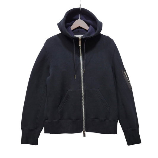 【中古品】【レディース】 SACAI サカイ 23-06558 SPONGE ZIP SWEAT HOODIE スポンジ ジップ スウェット フーディー トップス 長袖 168-261023-cs-03-izu サイズ：2 カラー：ブラック 万代Net店