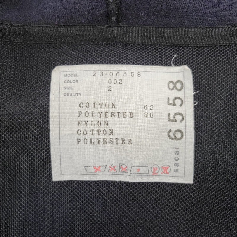 【中古品】【レディース】 SACAI サカイ 23-06558 SPONGE ZIP SWEAT HOODIE スポンジ ジップ スウェット フーディー トップス 長袖 168-261023-cs-03-izu サイズ：2 カラー：ブラック 万代Net店