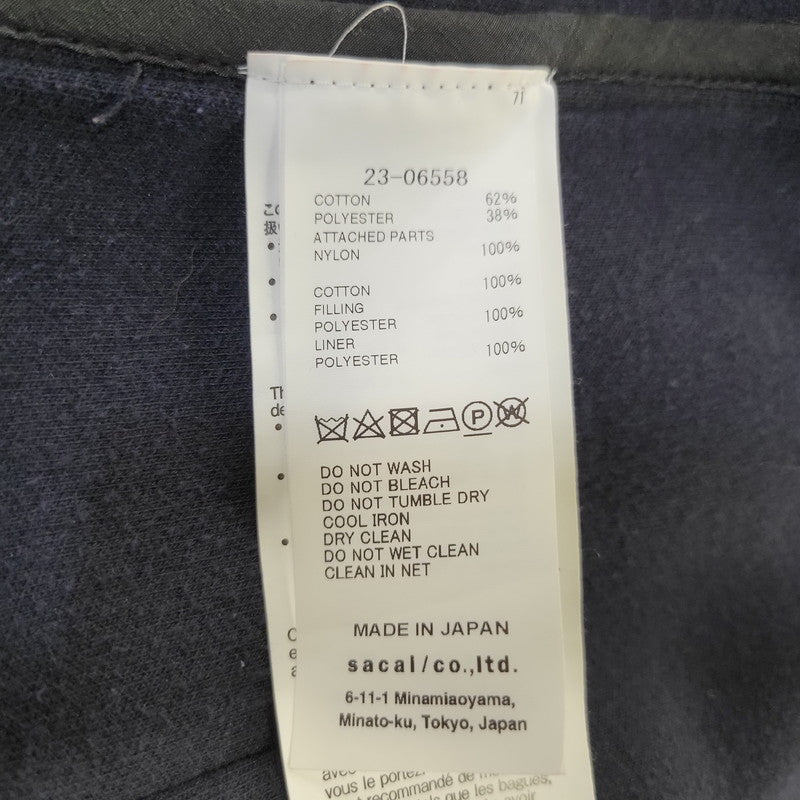 【中古品】【レディース】 SACAI サカイ 23-06558 SPONGE ZIP SWEAT HOODIE スポンジ ジップ スウェット フーディー トップス 長袖 168-261023-cs-03-izu サイズ：2 カラー：ブラック 万代Net店