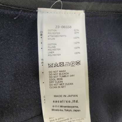 【中古品】【レディース】 SACAI サカイ 23-06558 SPONGE ZIP SWEAT HOODIE スポンジ ジップ スウェット フーディー トップス 長袖 168-261023-cs-03-izu サイズ：2 カラー：ブラック 万代Net店