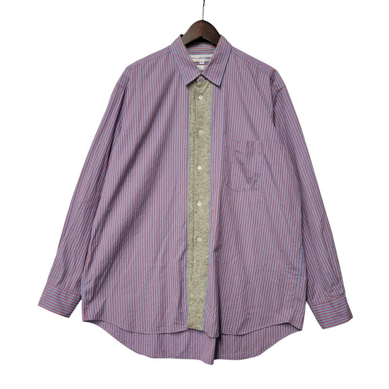 【中古品】【メンズ】 COMME DES GARCONS SHIRT コムデギャルソンシャツ フランス製 1995AW-98SS STRIPE SHIRT ストライプ シャツ トップス 長袖 140-261023-cs-01-izu サイズ：M カラー：ブルー×レッド 万代Net店