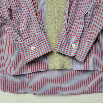 【中古品】【メンズ】 COMME DES GARCONS SHIRT コムデギャルソンシャツ フランス製 1995AW-98SS STRIPE SHIRT ストライプ シャツ トップス 長袖 140-261023-cs-01-izu サイズ：M カラー：ブルー×レッド 万代Net店