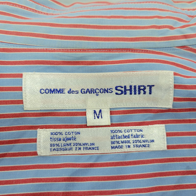 【中古品】【メンズ】 COMME DES GARCONS SHIRT コムデギャルソンシャツ フランス製 1995AW-98SS STRIPE SHIRT ストライプ シャツ トップス 長袖 140-261023-cs-01-izu サイズ：M カラー：ブルー×レッド 万代Net店