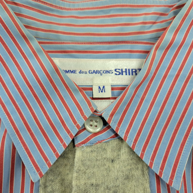 【中古品】【メンズ】 COMME DES GARCONS SHIRT コムデギャルソンシャツ フランス製 1995AW-98SS STRIPE SHIRT ストライプ シャツ トップス 長袖 140-261023-cs-01-izu サイズ：M カラー：ブルー×レッド 万代Net店