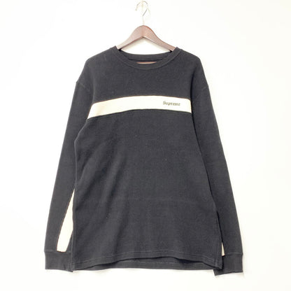 【中古品】【メンズ】 SUPREME シュプリーム 18AW PANEL STRIPE WAFFLE THERMAL パネル ストライプ ワッフル サーマル トップス 長袖 149-261027-ya-03-izu サイズ：M カラー：ブラック 万代Net店