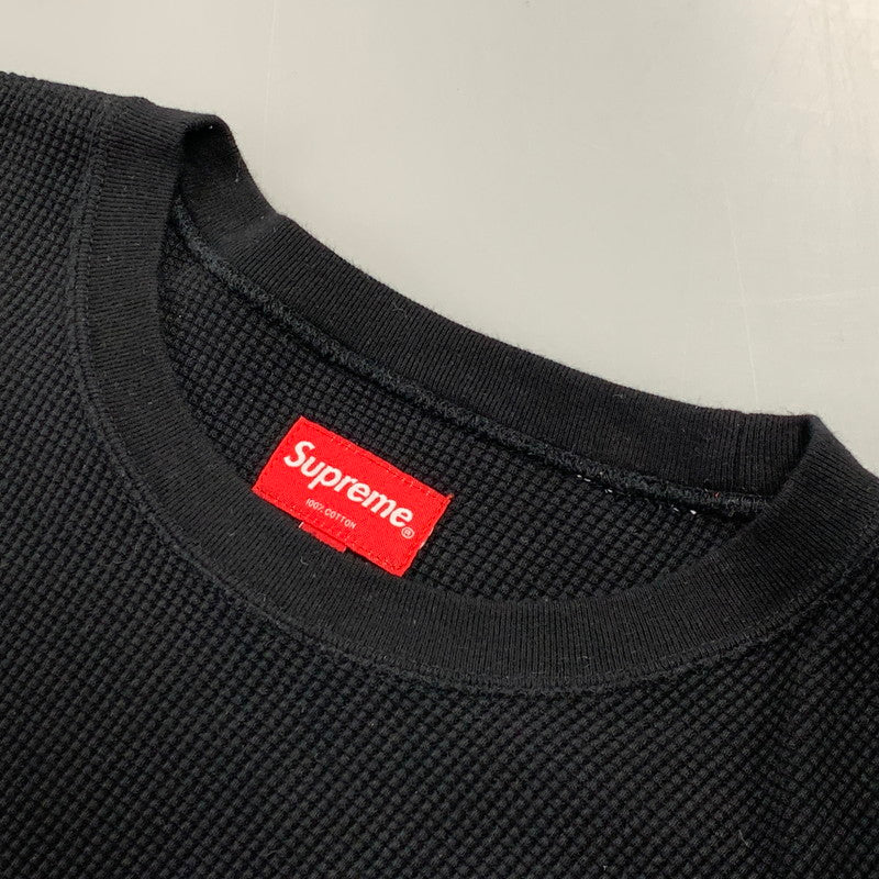 【中古品】【メンズ】 SUPREME シュプリーム 18AW PANEL STRIPE WAFFLE THERMAL パネル ストライプ ワッフル サーマル トップス 長袖 149-261027-ya-03-izu サイズ：M カラー：ブラック 万代Net店
