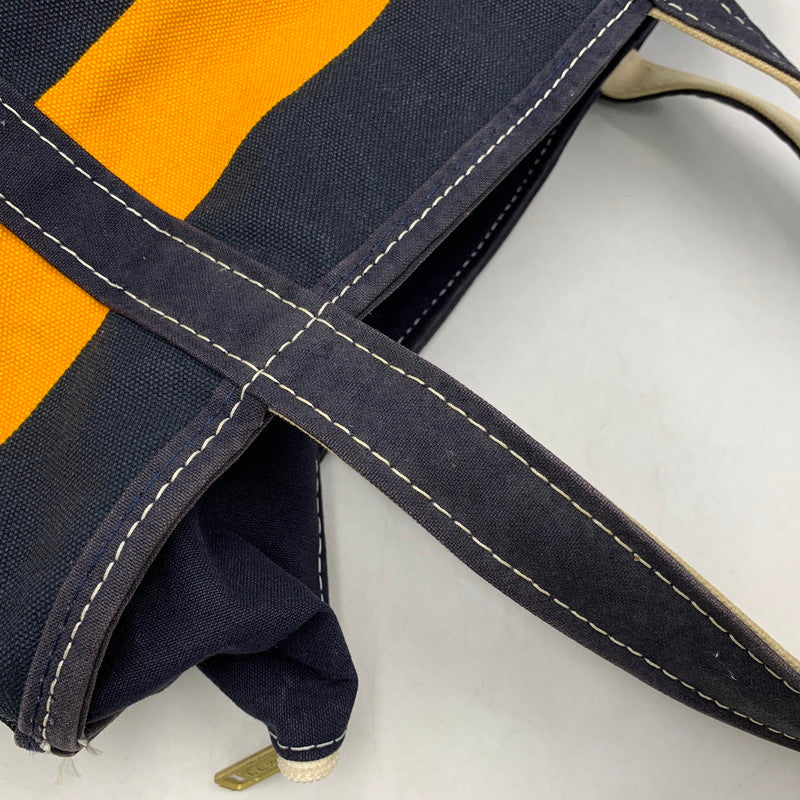 【中古品】【メンズ/レディース】 L.L.Bean エルエルビーン BOAT AND TOTE BAG ボート アンド トートバッグ USA製 188-261021-as-07-izu カラー：ネイビー×イエロー系 万代Net店