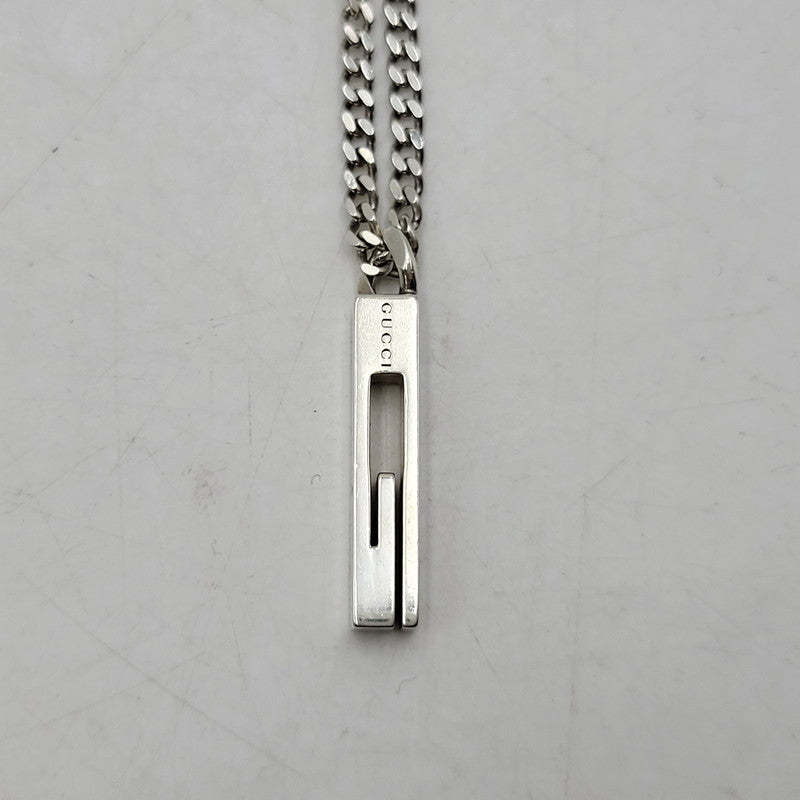 【中古品】【メンズ/レディース】 GUCCI グッチ カットアウトGバー ネックレス アクセサリー 182-261023-ay-03-izu カラー：シルバー 万代Net店