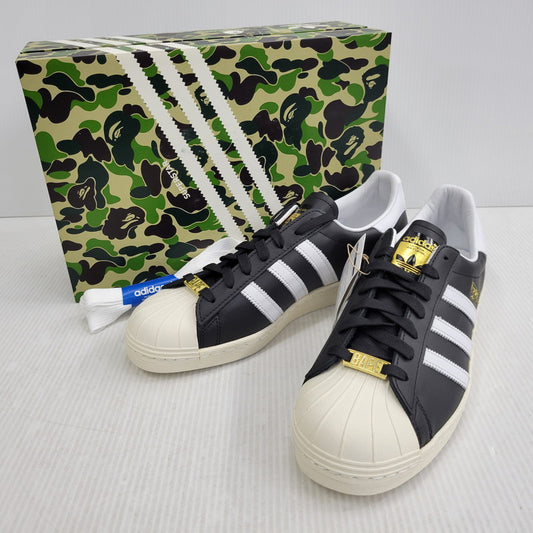 【中古美品】【メンズ】 adidas アディダス × A BATHING APE アベイシングエイプ SUPER STAR 80S IF2385 スーパースター 80S コラボ スニーカー シューズ 靴 161-261023-ay-04-izu サイズ：28.5cm カラー：BLACK/WHITE 万代Net店