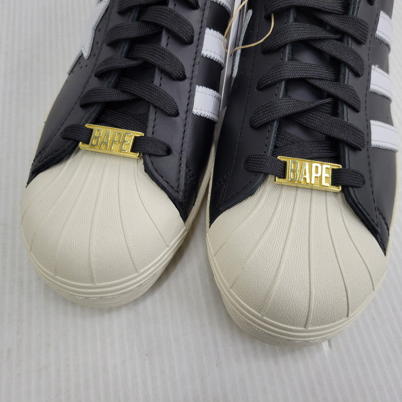 【中古美品】【メンズ】 adidas アディダス × A BATHING APE アベイシングエイプ SUPER STAR 80S IF2385 スーパースター 80S コラボ スニーカー シューズ 靴 161-261023-ay-04-izu サイズ：28.5cm カラー：BLACK/WHITE 万代Net店