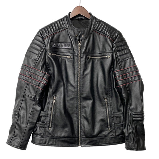 【中古品】【メンズ】 HARLEYDIEREI LEATHER SKULL RIDERS JACKET レザー スカル ライダース ジャケット アウター 145-261022-kh-06-izu サイズ：2Xl カラー：ブラック 万代Net店
