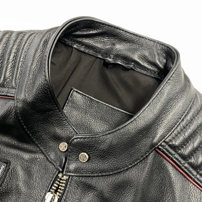 【中古品】【メンズ】 HARLEYDIEREI LEATHER SKULL RIDERS JACKET レザー スカル ライダース ジャケット アウター 145-261022-kh-06-izu サイズ：2Xl カラー：ブラック 万代Net店