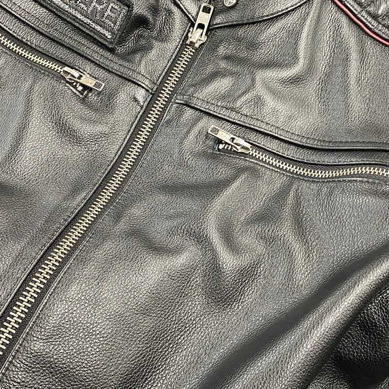 【中古品】【メンズ】 HARLEYDIEREI LEATHER SKULL RIDERS JACKET レザー スカル ライダース ジャケット アウター 145-261022-kh-06-izu サイズ：2Xl カラー：ブラック 万代Net店
