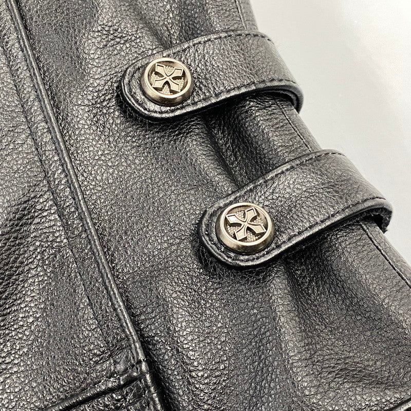 【中古品】【メンズ】 HARLEYDIEREI LEATHER SKULL RIDERS JACKET レザー スカル ライダース ジャケット アウター 145-261022-kh-06-izu サイズ：2Xl カラー：ブラック 万代Net店