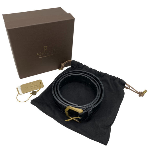 【中古品】【メンズ/レディース】 AJMONE アイモネ LEATHER BELT レザーベルト 205-261023-ms-02-izu サイズ：90 カラー：ブラック 万代Net店